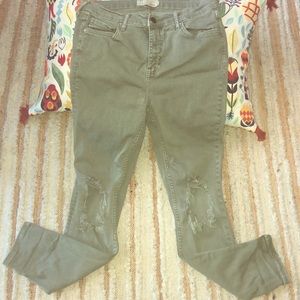 Free People Hi Rise Distressed Skinny Jeans